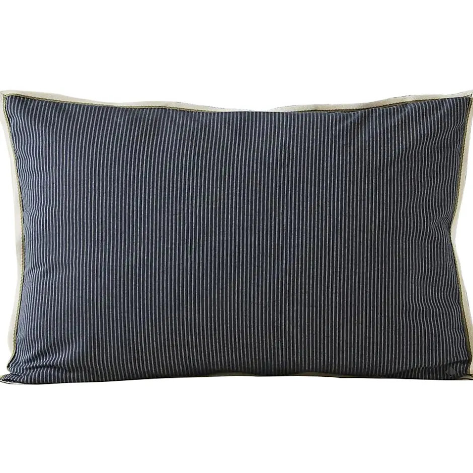 Linnea Parure de lit 2 pièces : housse 140x200 cm et taie 50x80 cm coton BRIXTON à rayures noires