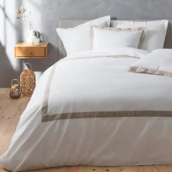 Douceur D'Intérieur Parure de lit 3 Pièces coton et lin (240x220 cm - Blanc)