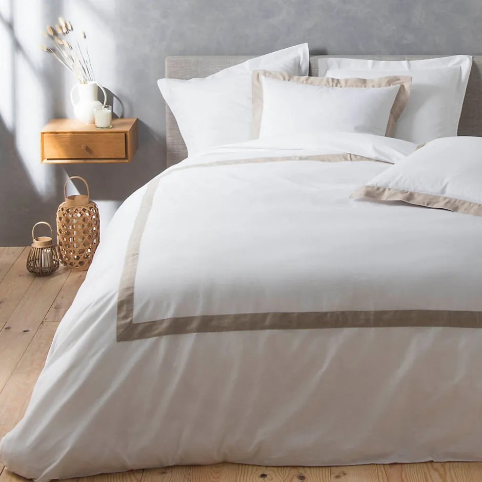 Douceur D'Intérieur Parure de lit 3 Pièces coton et lin (260x240 cm - Blanc)