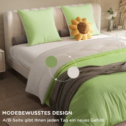 ProximaX Parure de lit 4 pièces en Polyester, 160 x 200 cm, motif à carreaux esthétique en coton, résistante aux Plis, Vert