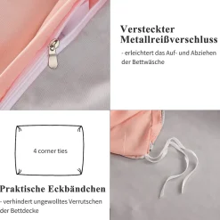 ProximaX Parure de lit 4 pièces en Polyester, 140 x 200 cm, motif à carreaux esthétique en coton, résistante aux Plis, Rose
