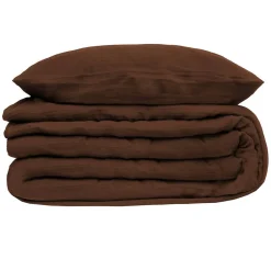 Atmosphera Créateur D'Intérieur Parure de lit 3 pièces Flora gaze de coton marron 260x240cm - Atmosphera
