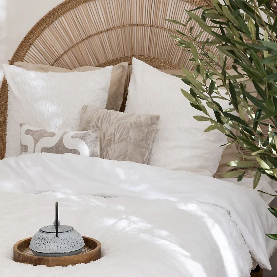 Atmosphera Créateur D'Intérieur Parure de lit 3 pièces Swan jacquard blanc 240x220cm - Atmosphera