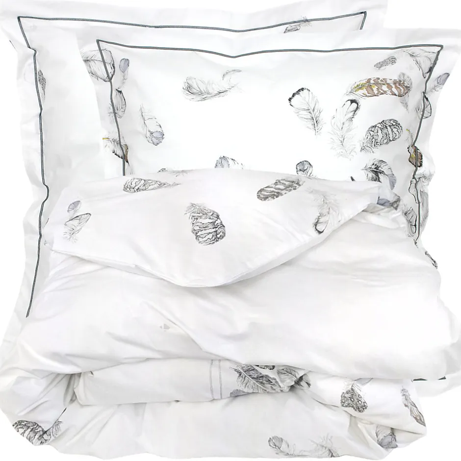 Linnea Parure de lit 3 pièces 200x200 cm taies 65x65 cm Percale pur coton PLUMES
