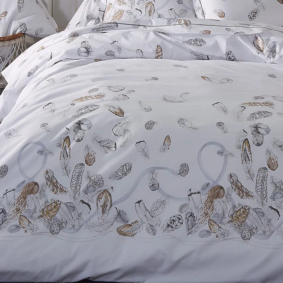 Linnea Parure de lit 3 pièces 200x200 cm taies 65x65 cm Percale pur coton PLUMES