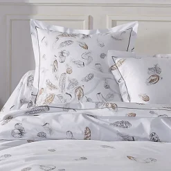 Linnea Parure de lit 3 pièces 200x200 cm taies 65x65 cm Percale pur coton PLUMES