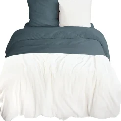 Linnea Parure de lit 3 pièces 260x240 cm microfibre et sherpa SHERPA Bleu