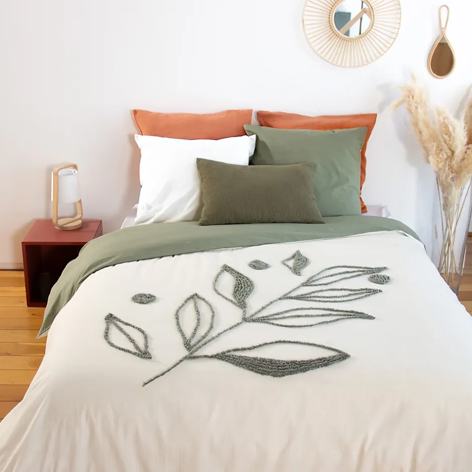 Linnea Parure de lit 3 pièces 240x220 cm HERBIER coton lavé Sale