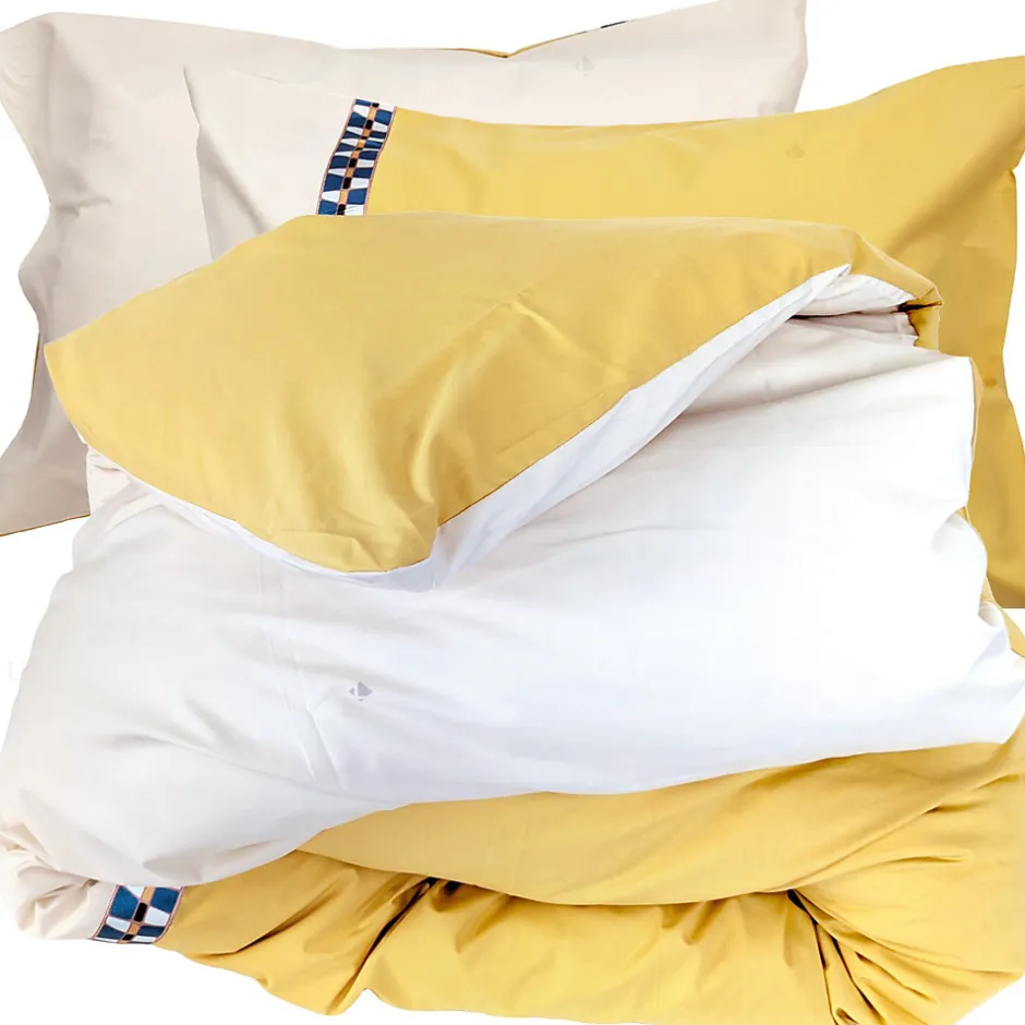 Linnea Parure de lit 2 pièces 140x200 cm 50x70 cm percale ROMY Ambre