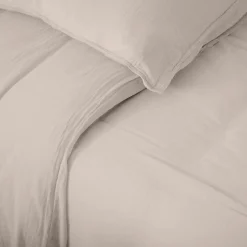 Linnea Parure de lit 3 pièces 260x240 cm et 50x70 cm mousseline de coton MILOS beige naturel Online