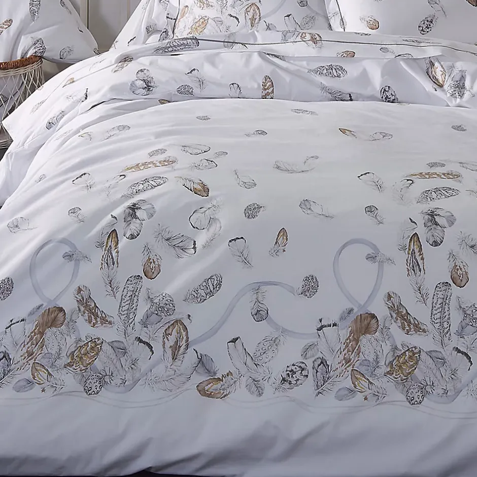 Linnea Parure de lit 3 pièces 260x240 cm taies 65x65 cm Percale pur coton PLUMES Clearance