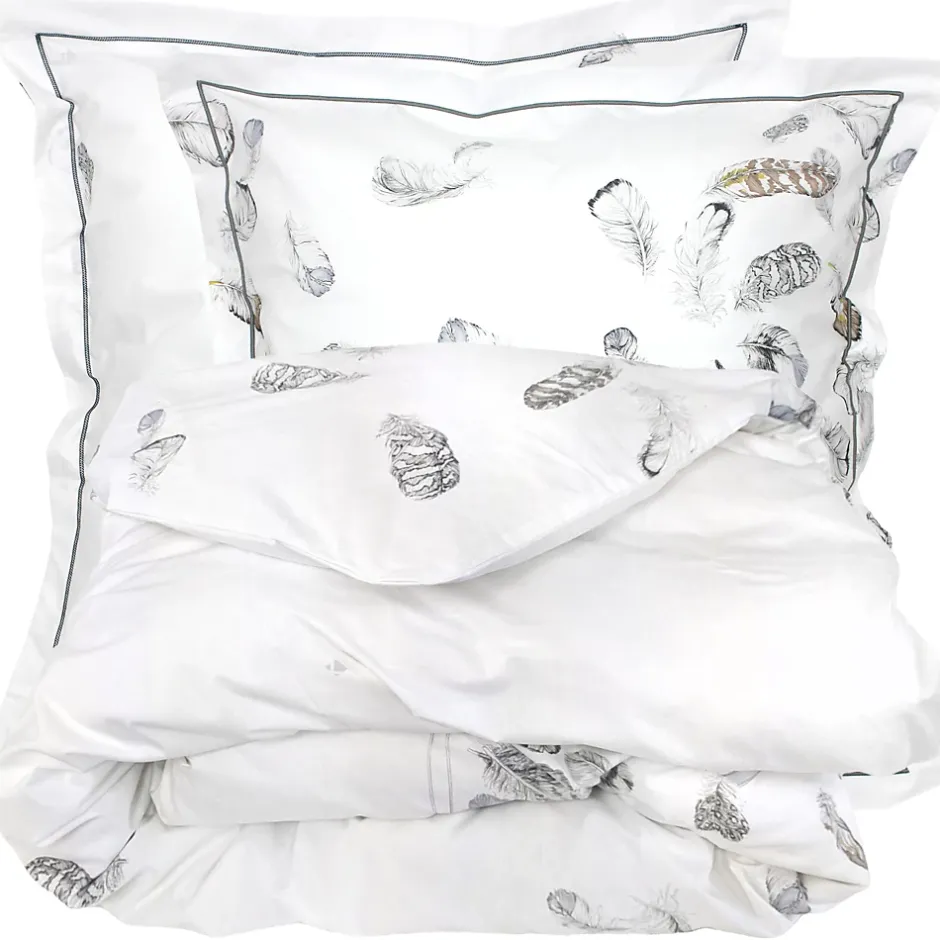 Linnea Parure de lit 3 pièces 260x240 cm taies 65x65 cm Percale pur coton PLUMES Clearance
