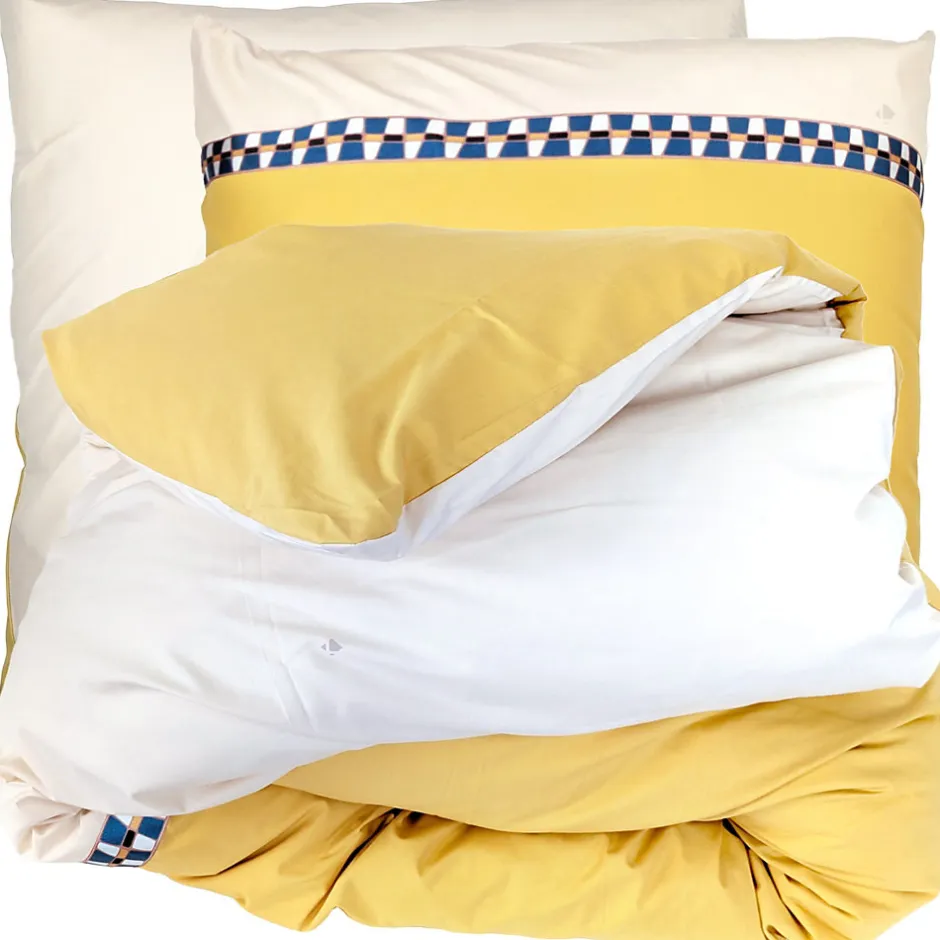 Linnea Parure de lit 3 pièces 240x220 cm percale coton ROMY Ambre
