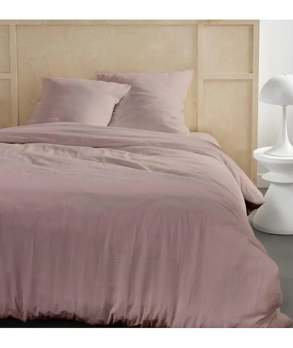 Todays Tools Parure de lit - TODAY - 123667 - 2 personnes - 260x240cm - Gaze de coton unie - Rose des sables