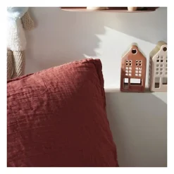 Todays Tools Parure de lit - TODAY - 123671 - 2 personnes - 260x240cm - Gaze de coton unie - Terracotta