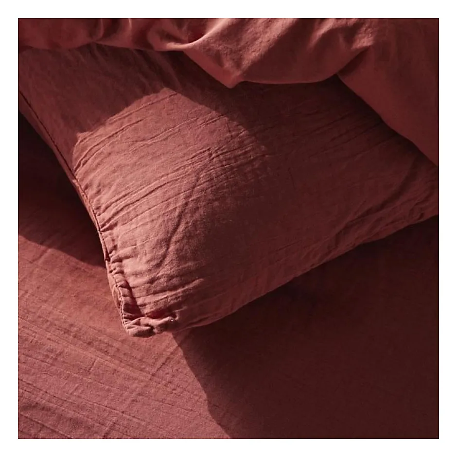 Todays Tools Parure de lit - TODAY - 123671 - 2 personnes - 260x240cm - Gaze de coton unie - Terracotta
