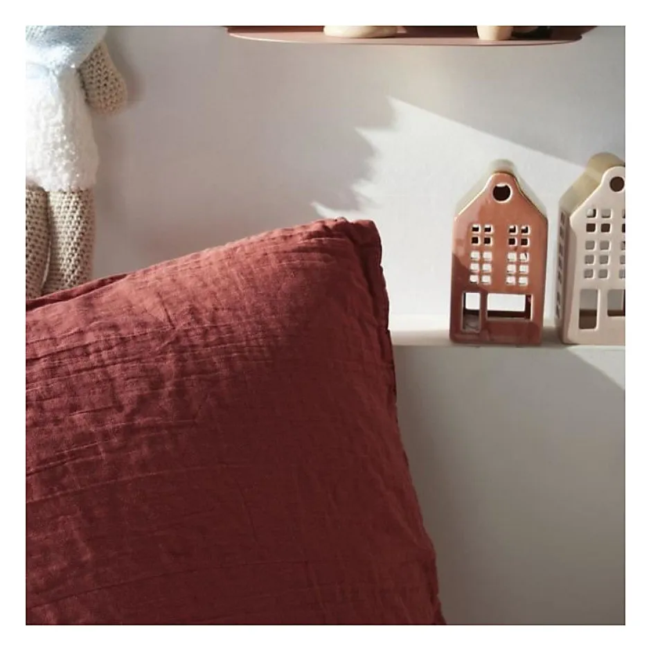 Todays Tools Parure de lit - TODAY - 123670 - 2 personnes - 240x220cm - Gaze de coton unie - Terracotta