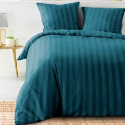 Douceur D'Intérieur Parure de Lit 240 x 220 cm + 2 Taies Microfibre Unie CLÉO Bleu