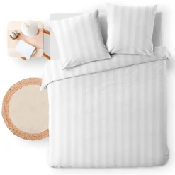 Promolinge Parure de Lit 240 x 220 cm + 2 Taies Microfibre Unie CLÉO Blanc