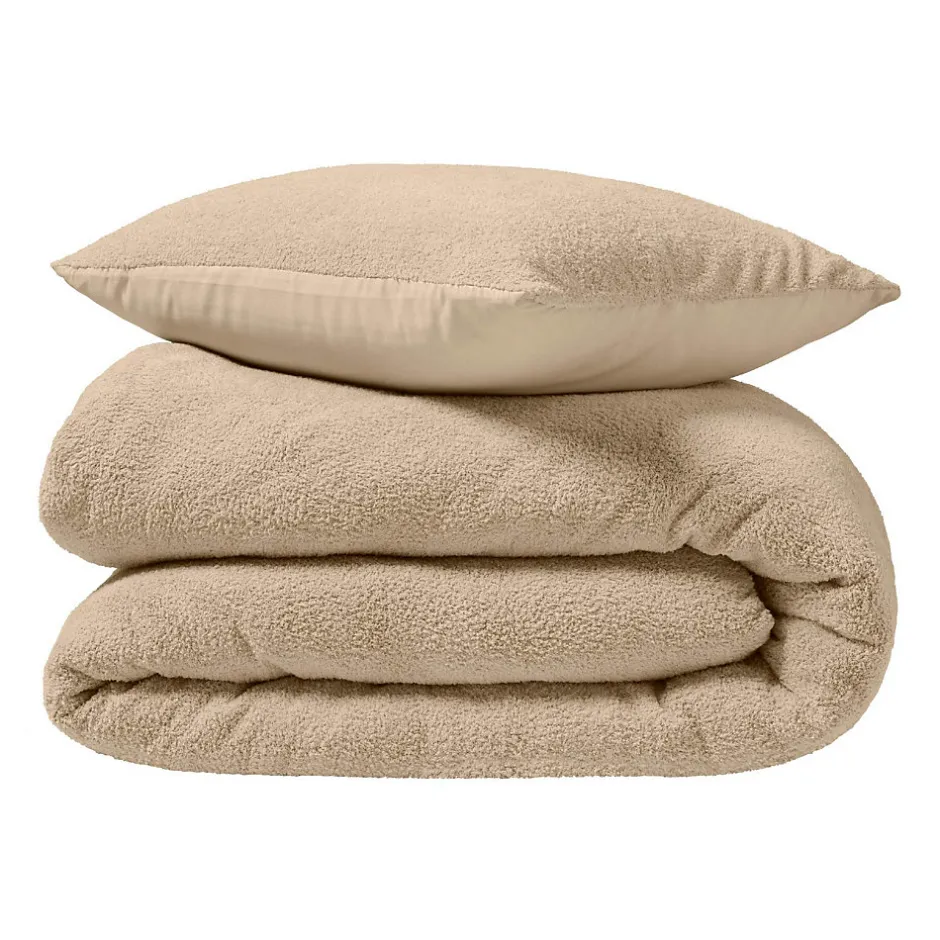 Douceur D'Intérieur Parure de lit 240 x 220 cm + 2 taies Bouclette Unie HELENA Sable