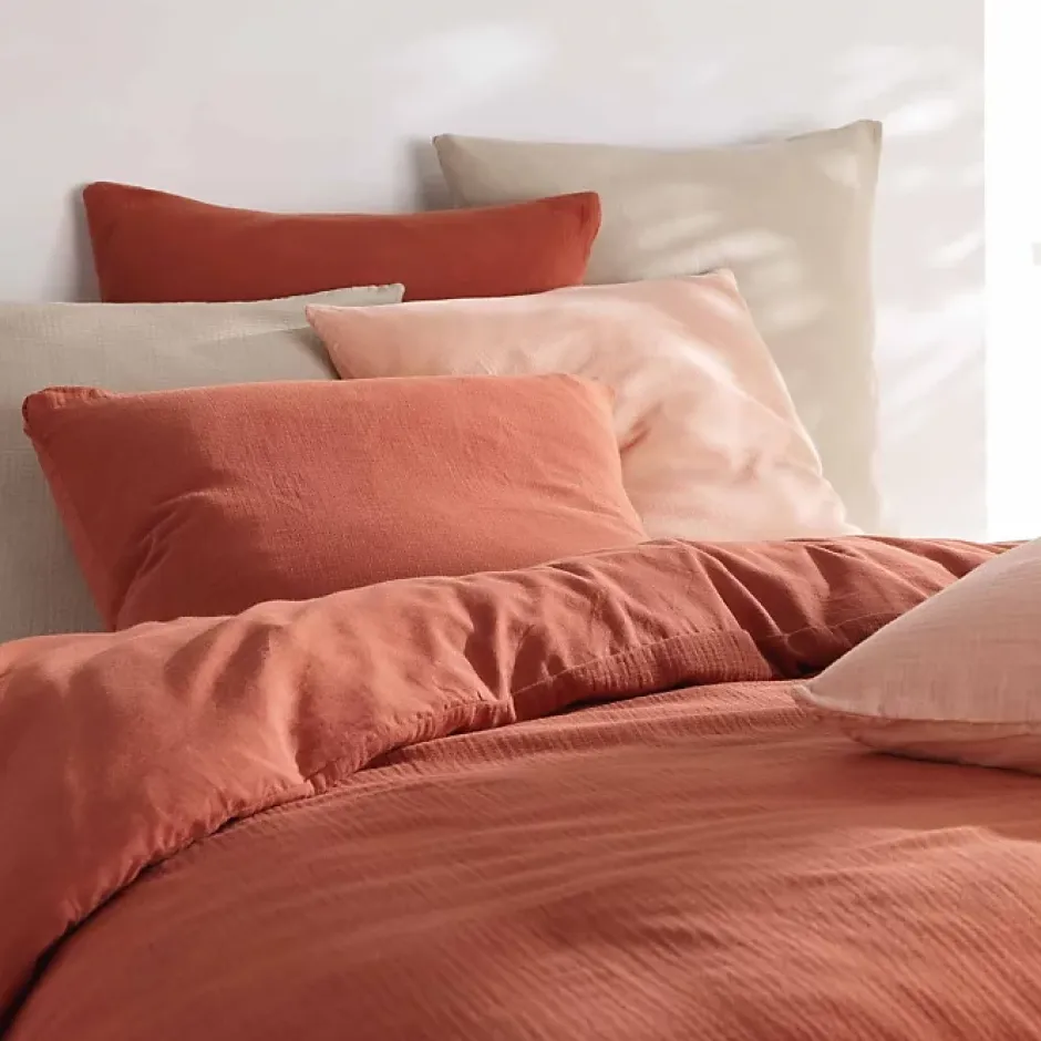 Douceur D'Intérieur Parure de lit 140 x 200 cm double gaze coton uni 57 fils Angelia Kaki Best