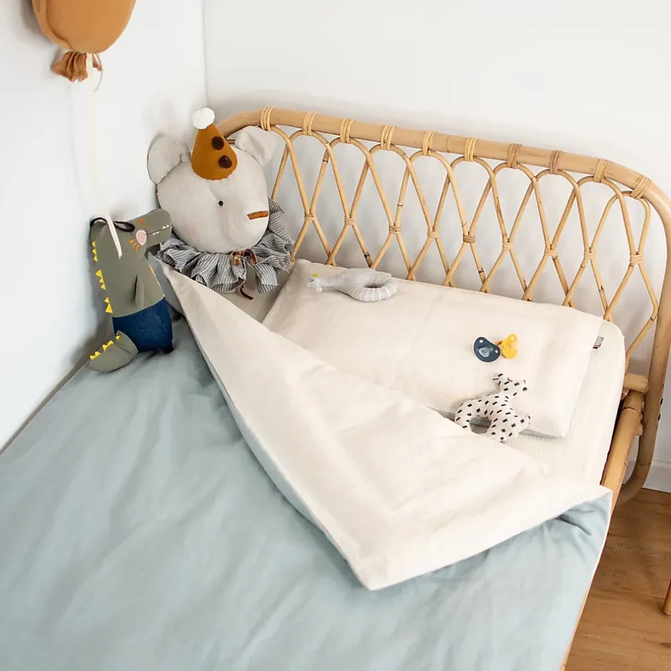 Sevira Kids Parure de lit bébé réversible housse de couette et taie d'oreiller en Lin lavé Online