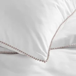 Douceur D'Intérieur Parure de lit blanche galon pompons beiges (240x220 cm - Blanc) Discount