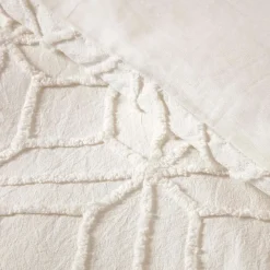 Homescapes Parure de lit blanche tuftée à motif géométrique, 260x220cm -
