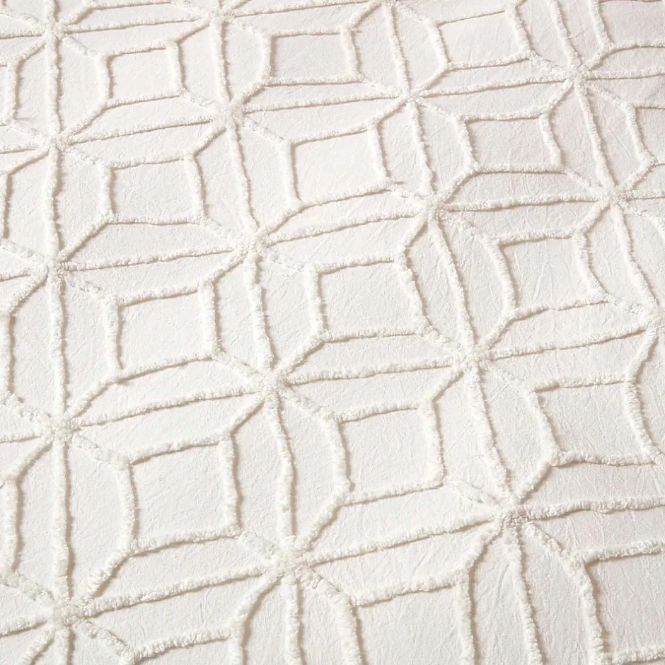 Homescapes Parure de lit blanche tuftée à motif géométrique, 260x220cm -