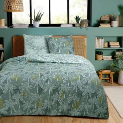Future Home Parure de lit double palmiers en microfibre lavée 200x200cm Hot