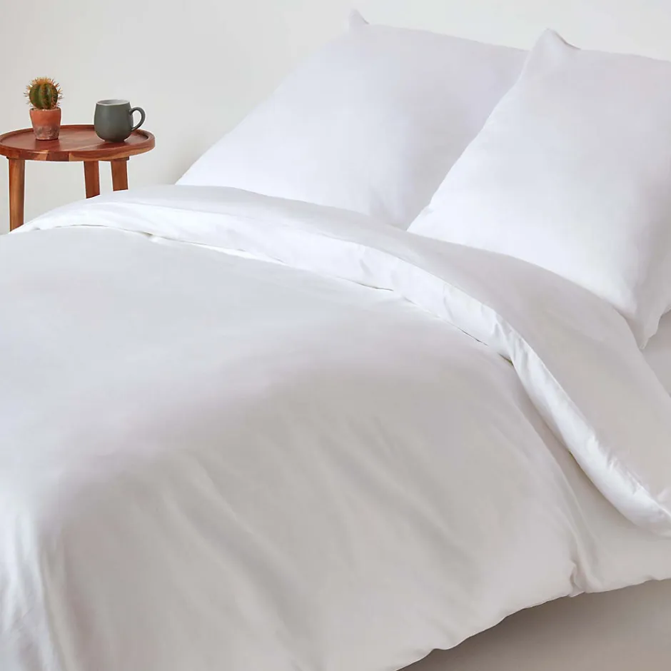 Homescapes Parure de lit en coton égyptien bio 400 fils blanc, 240x220cm -