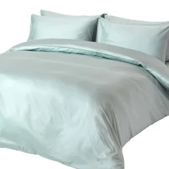 Homescapes Parure de lit en coton égyptien bio 400 fils bleu givré, 230x220cm -