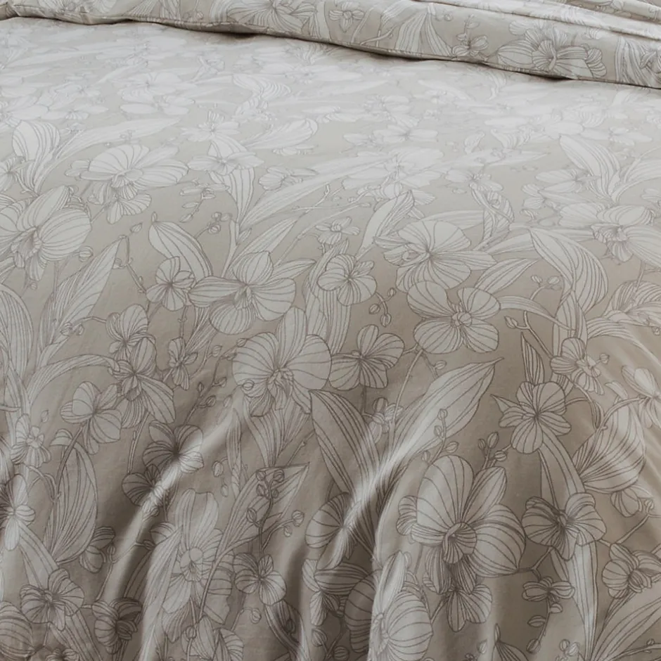 Tradilinge Parure de lit en flanelle esprit fleuri (200x200 cm - Naturel)