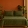 Promolinge Parure de lit en Gaze de Coton 240x260cm 260x240cm Kaki Sale