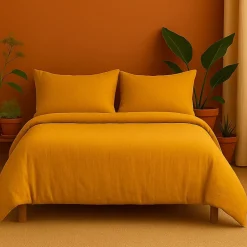 Promolinge Parure de lit en Gaze de Coton 240x260cm 260x240cm jaune