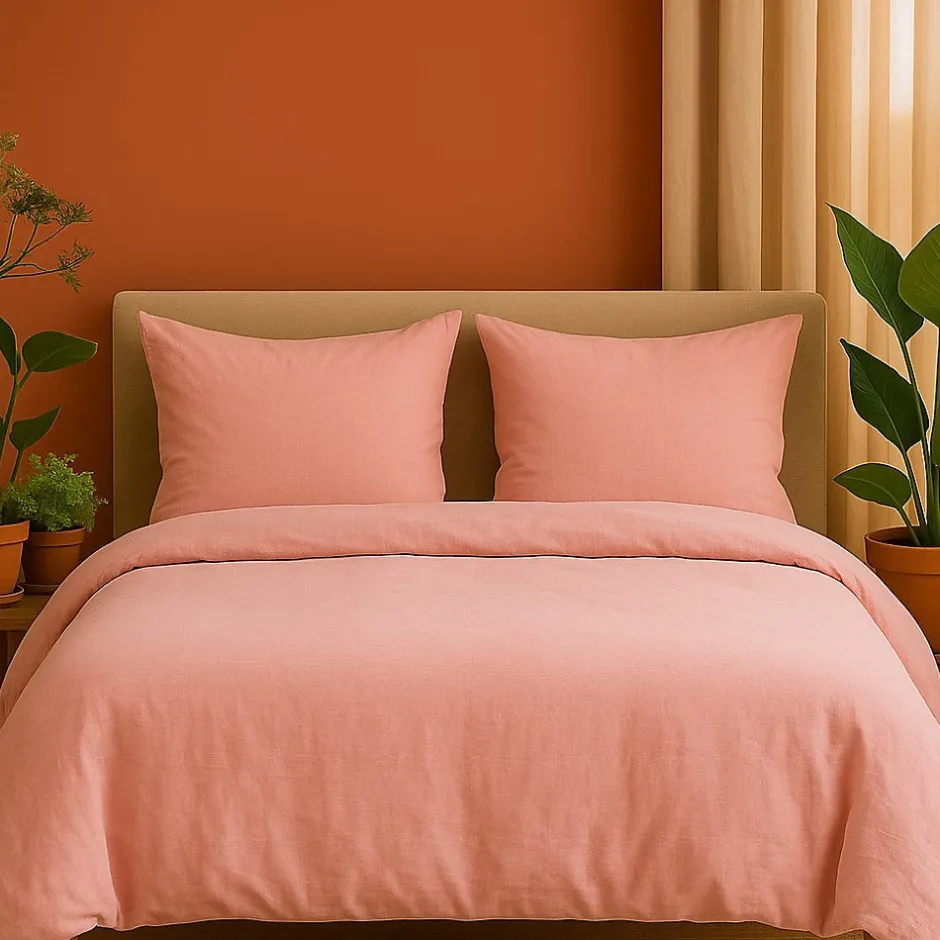 Promolinge Parure de lit en Gaze de Coton 240x260cm 260x240cm Rose