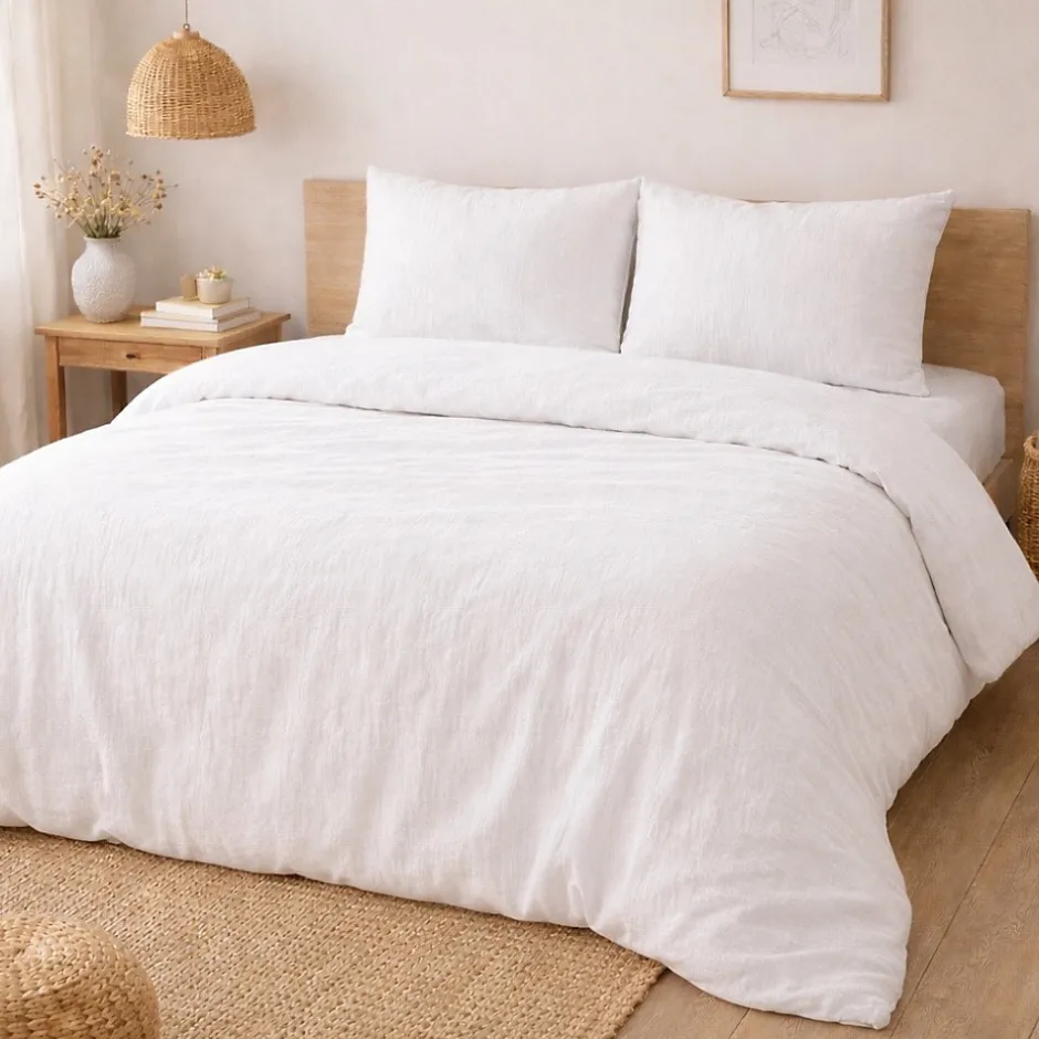 Promolinge Parure de lit en Gaze de Coton 240x260cm 260x240cm Blanc
