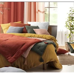 Promolinge Parure de lit en Gaze de Coton 240x260cm 260x240cm anthracite