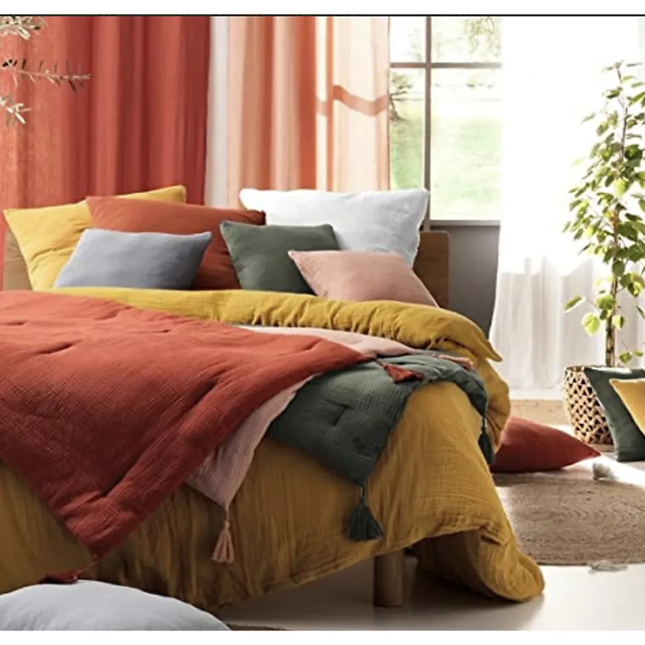 Promolinge Parure de lit en Gaze de Coton 240x260cm 260x240cm anthracite