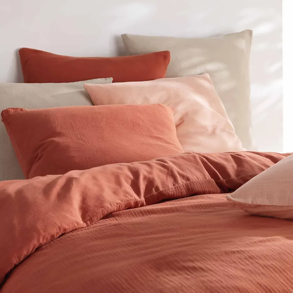 Douceur D'Intérieur Parure de lit en gaze de coton (260x240 cm - Terracotta) Online