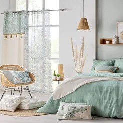 Douceur D'Intérieur Parure de lit en gaze de coton (260x240 cm - Sauge)