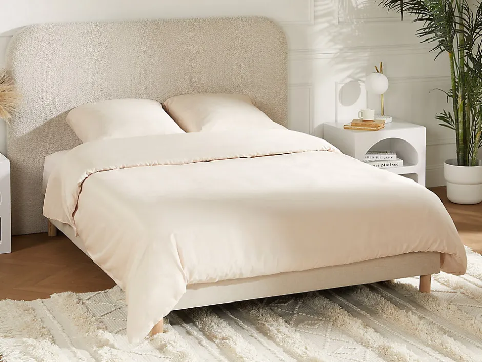 Vente-unique Parure de lit en satin 108 fils/cm² - Housse de couette 220 x 240 cm + 2 taies d'oreiller 63 x 63 cm - Beige - TALORA de PALACIO