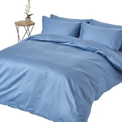 Homescapes Parure de lit en satin de coton égyptien 1000 fils bleu, 230x220cm - Discount