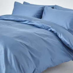 Homescapes Parure de lit en satin de coton égyptien 1000 fils bleu, 230x220cm - Discount