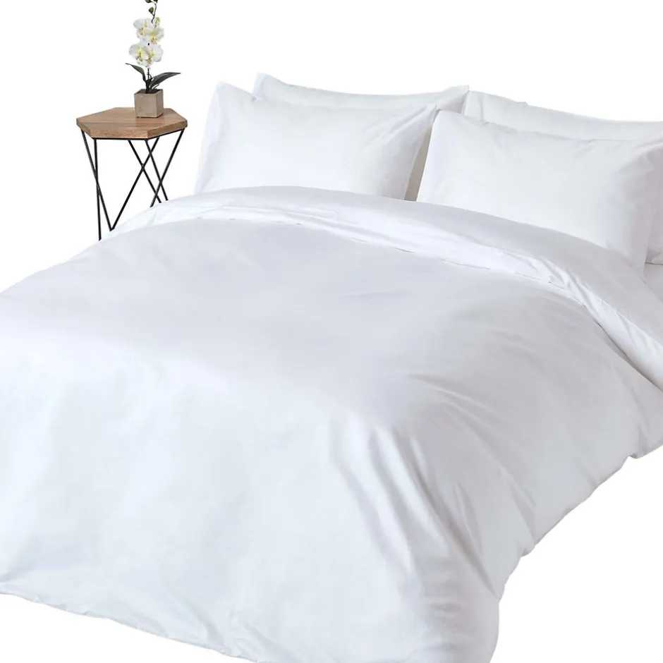 Homescapes Parure de lit en satin de coton égyptien 1000 fils blanc, 260x220cm -