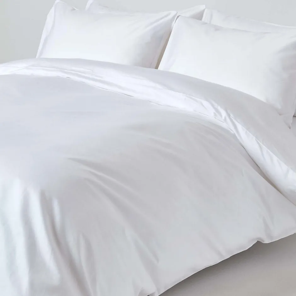 Homescapes Parure de lit en satin de coton égyptien 1000 fils blanc, 260x220cm -