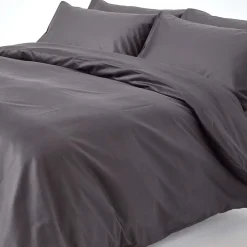 Homescapes Parure de lit en satin de coton égyptien 1000 fils gris foncé, 155x220cm - Discount