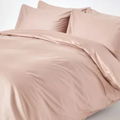 Homescapes Parure de lit en satin de coton égyptien 1000 fils taupe, 200x200cm -