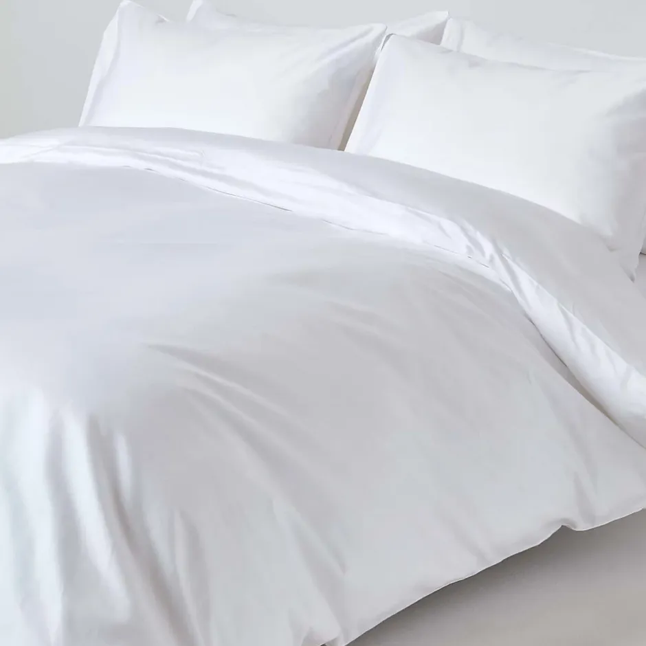 Homescapes Parure de lit en satin de coton égyptien 1000 fils blanc, 135x200cm - Best