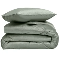 Douceur D'Intérieur Parure de lit en velours uni (240x220 cm - Kaki) Online